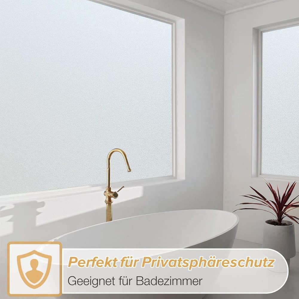 Opaque Frosted Window Film for Privacy, Self-Adhesive UV Protection Film for Bathrooms and Offices, 60cm x 3m, Transparent