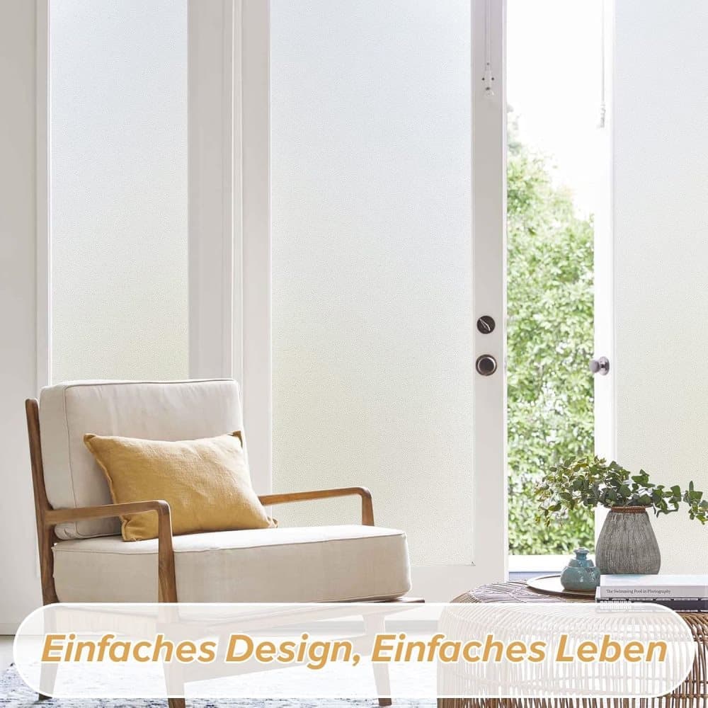 Opaque Frosted Window Film for Privacy, Self-Adhesive UV Protection Film for Bathrooms and Offices, 60cm x 3m, Transparent