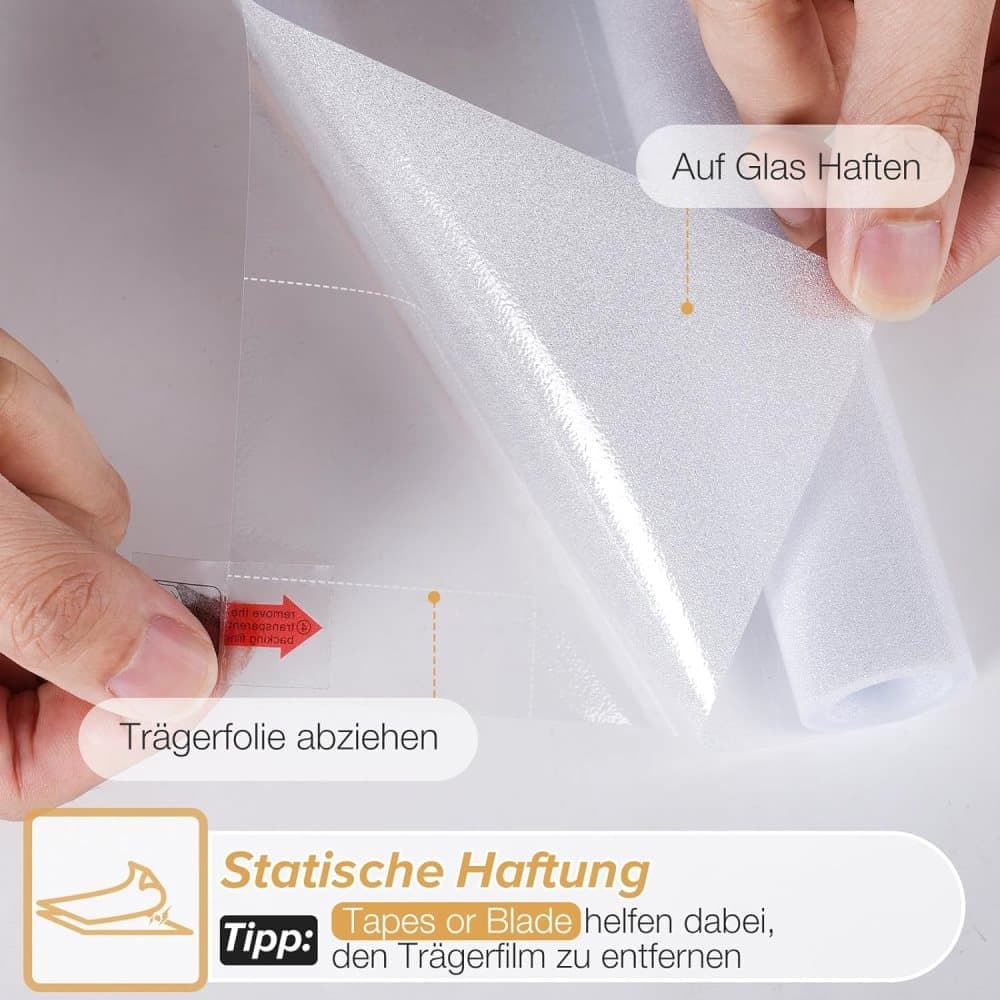 Opaque Frosted Window Film for Privacy, Self-Adhesive UV Protection Film for Bathrooms and Offices, 60cm x 3m, Transparent