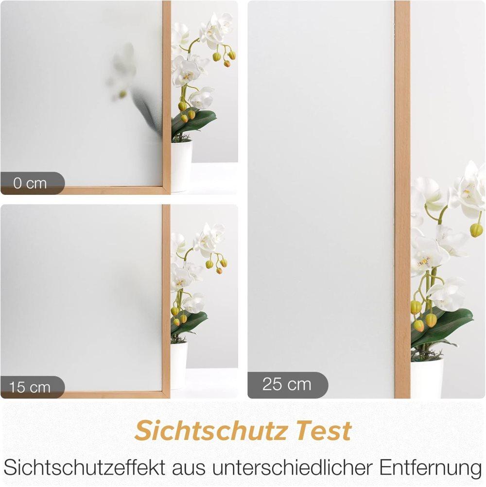 Opaque Frosted Window Film for Privacy, Self-Adhesive UV Protection Film for Bathrooms and Offices, 60cm x 3m, Transparent