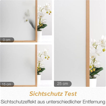 Opaque Frosted Window Film for Privacy, Self-Adhesive UV Protection Film for Bathrooms and Offices, 60cm x 3m, Transparent