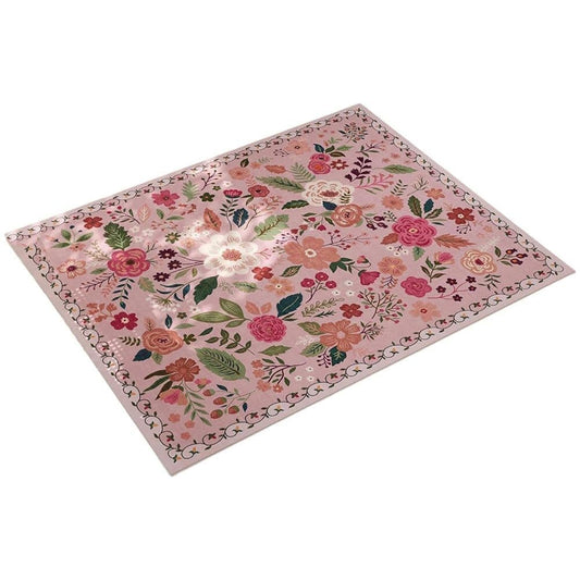 Bohemian Floral Doormat Non-slip Absorbent Dirt-Resistant Machine Washable for Bathroom Hallway and Kitchen, 60x90cm, Pink