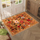Bohemian Floral Doormat Non-slip Absorbent Dirt-Resistant Machine Washable for Bathroom Hallway and Kitchen, 60x90cm, Orange