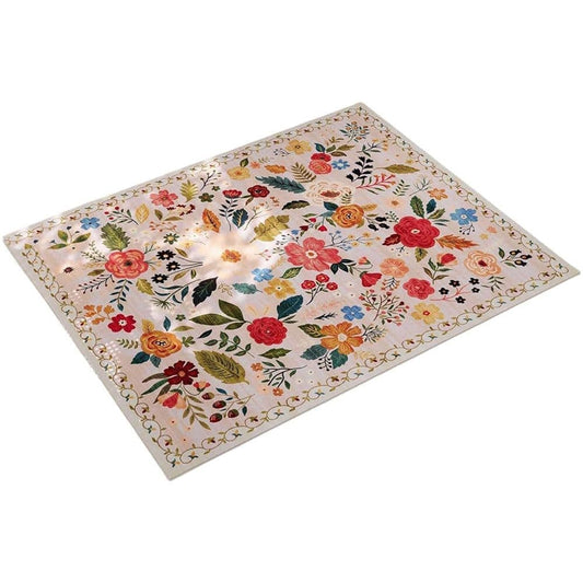 Bohemian Floral Doormat Non-slip Absorbent Dirt-Resistant Machine Washable, 60x90 cm, Beige