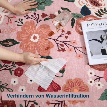 Non-Slip Bohemian Floral Doormat Absorbent Dirt-Resistant Machine Washable for Bathroom Hallway and Kitchen, 40x60cm, Pink