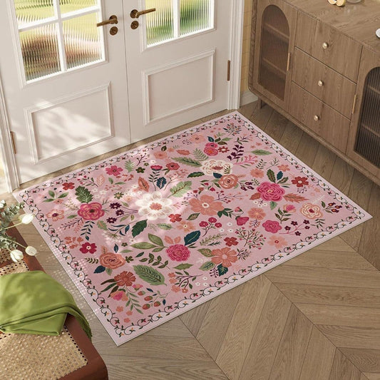 Bohemian Floral Doormat Non-slip Absorbent Dirt-Resistant Machine Washable, 18x30 inches