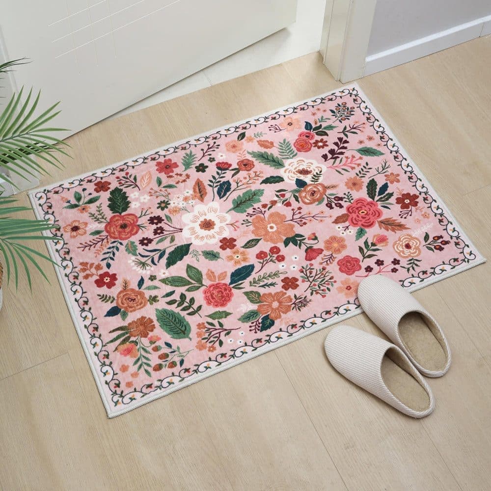 Bohemian Floral Doormat Non-slip Absorbent Dirt-Resistant Machine Washable, 18x30 inches