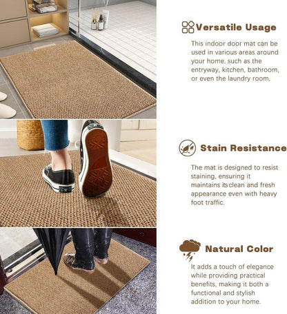 Brown Jute Doormat for Indoor and Outdoor Use Non-Slip Dust-Resistant Quick-Absorbing, 60x90cm