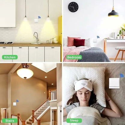 1 Battery-Free Wireless Switch Kit with 1 Receiver and 1 Single-Gang Switch, Self-Sufficient Radio-Controlled Home Lighting, Easy Installation, Gray