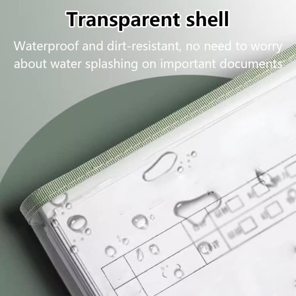 13 Compartments A4 Document Folder, Transparent Waterproof with Snaps, Light Brown, Compatible with Office Supplies