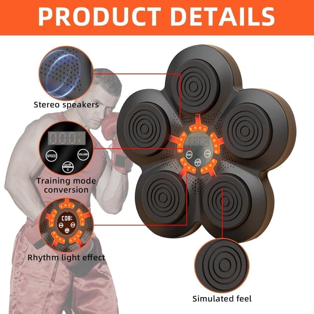 Smart Electric Boxing Trainer with Speaker, Black, Compatible with Smart Music Boxing Machine（Adults）