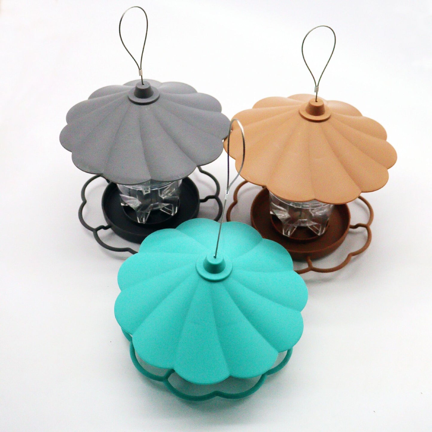 Automatic Hanging Large Capacity Multi-functional Bird Feeder (PP/PS) 820ML Capacity Size: 200*200*125mm Color: Grey