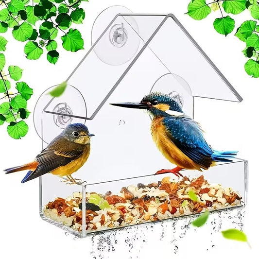 Transparent Bird Feeder (PS) Size: 150*60*150mm Color: Transparent for Birds Outdoor Use (1pc)