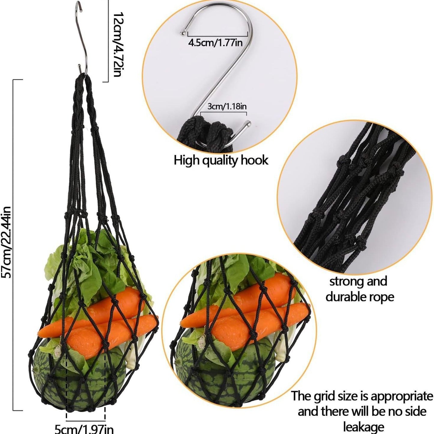 Hanging Feeding Net Bag (Nylon) Size: 570mm Color: Green for Parrots (2pc)