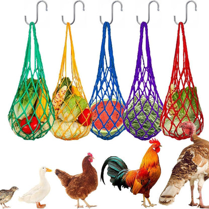 Hanging Feeding Net Bag (Nylon) Size: 570mm Color: Blue for Parrots (2pc)
