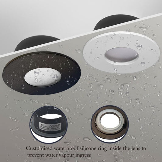 4 Pack Recessed Spotlights, LED 5W 3000K Warm White, IP65 Waterproof, Satin Nickel Black, Cutout 68 mm