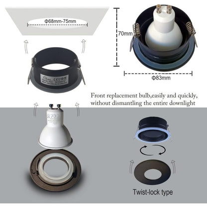 4 Pack Recessed Spotlights, LED 5W 3000K Warm White, IP65 Waterproof, Satin Nickel Black, Cutout 68 mm