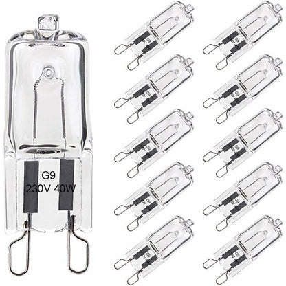 10 Pack G9 Oven Bulb, 40W 230V 300 Degree C, Dimmable Warm White, 480LM