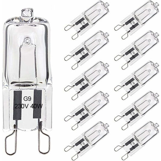 10 Pack G9 Oven Bulb, 40W 230V 300 Degree C, Dimmable Warm White, 480LM