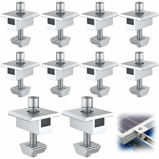 10 Pack Solar Panel Bracket, Aluminum T Shaped Center Terminals for PV Roof Mounting