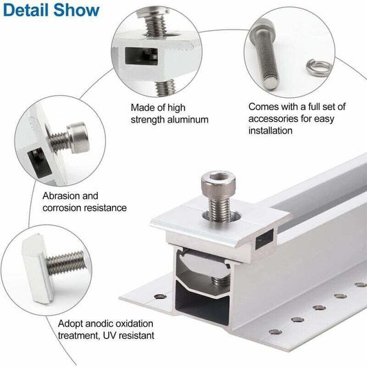 10 Pack Solar Panel Bracket, Aluminum T Shaped Center Terminals for PV Roof Mounting