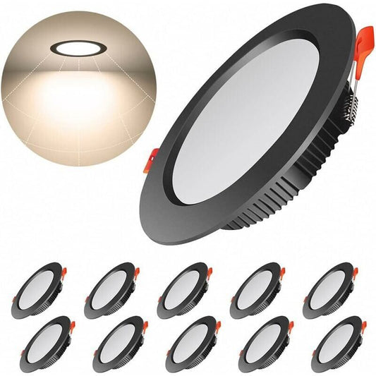 10 Pack Recessed LED Spotlight, 7W 3000K Warm White, IP44, AC 220 to 240V, Cutout 7 to 8.5 cm