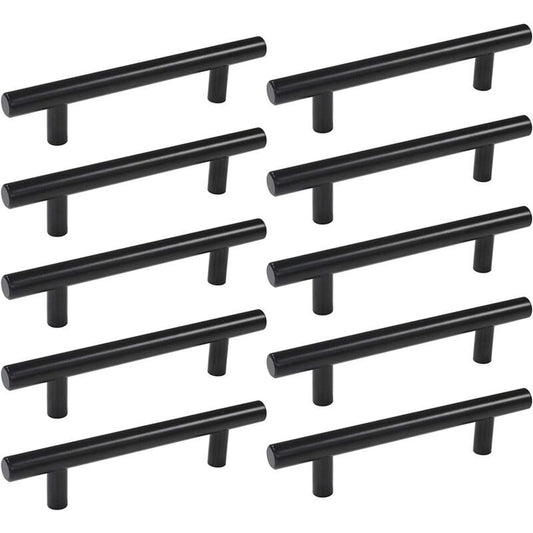 10 Pack Black Stainless Steel T Bar Cabinet Handle, 160 mm