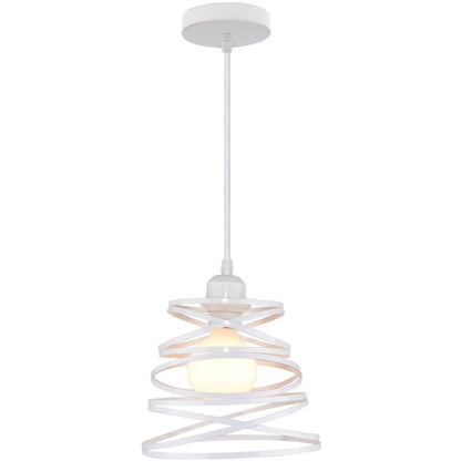 Vintage Metal Cage Pendant Light E27 Retro Industrial Ceiling Light White