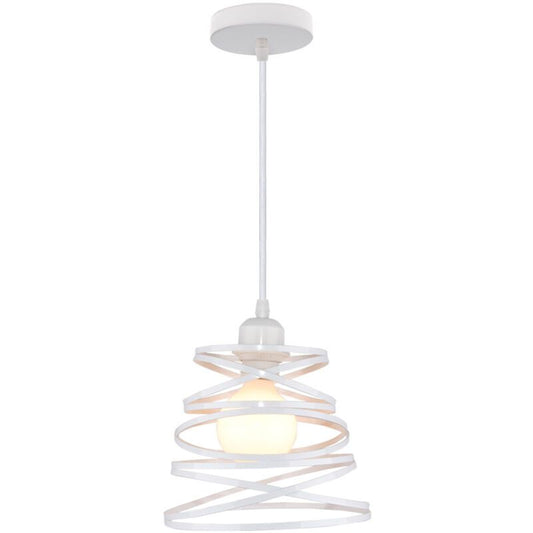 Vintage Metal Cage Pendant Light E27 Retro Industrial Ceiling Light White
