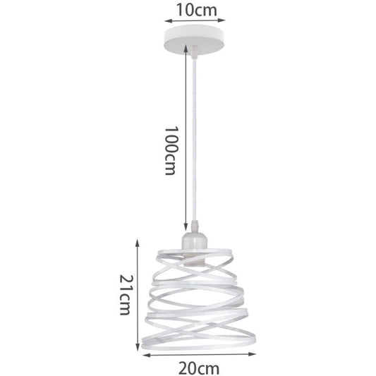 Vintage Metal Cage Pendant Light E27 Retro Industrial Ceiling Light White