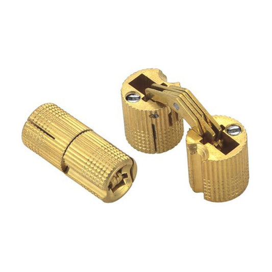 2 Pcs Brass Hidden Invisible Barrel Hinges for Wooden Door Cabinet Caravan, 16 mm