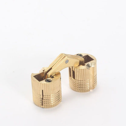 2 Pcs Brass Hidden Invisible Barrel Hinges for Wooden Door Cabinet Caravan, 16 mm