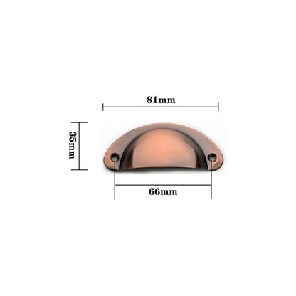 10 Pcs Red Copper Vintage Shell Handles for Drawer Cabinet, 8.2 x 3.5 cm