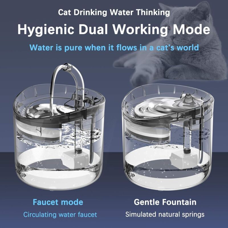 Automatic Cat Water Fountain 1.8L with USB Pump Carbon Filter and Smart Water Mode