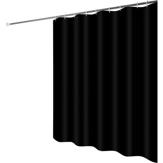 Anti Mildew Black Polyester Shower Curtain with Hooks, 260 x 200 cm