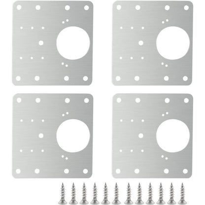 4 Pcs Stainless Steel Hinge Repair Plates with Screws for Cabinet Furniture Shelves