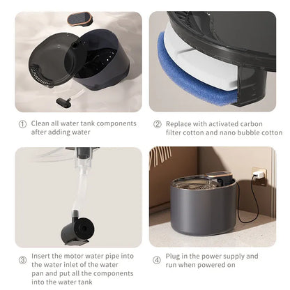 Automatic Cat Water Fountain USB Water Feeder Bowl with 6 Filter Cartridges, Ore White, Regular Edition