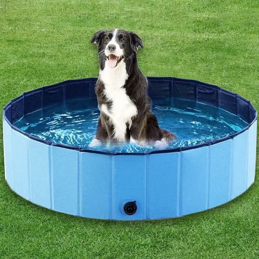 Foldable Dog Pet Pool Bathtub, Blue, L