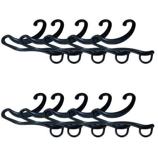 10 Pack Plastic Sock Hangers with Front Hooks, Retail Display Hanging Clips, Black