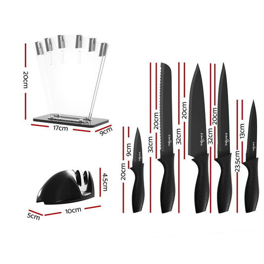 7-Piece Kitchen Knife Set with Sharpener, Stainless Steel Non-Stick Blades