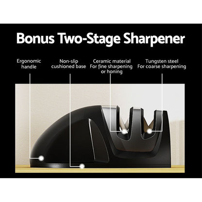 7-Piece Kitchen Knife Set with Sharpener, Stainless Steel Non-Stick Blades