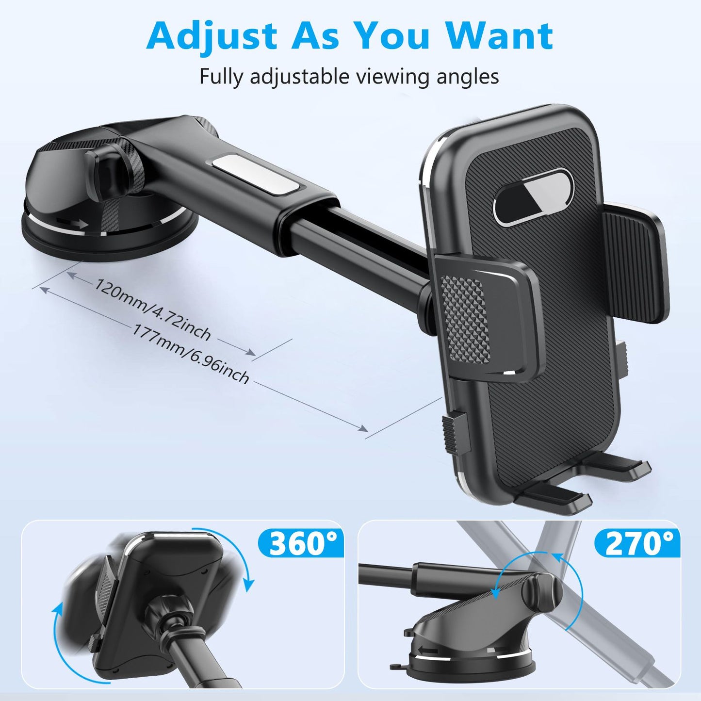 ML-236 Universal Car Phone Holder, Suction Mount for Dashboard and Windscreen
