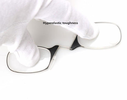 Nose Clip Reading Glasses No Legs Mini Portable Presbyopic Glasses With Sticky Phone Case Ultra Light PC Lens Readers +1.00