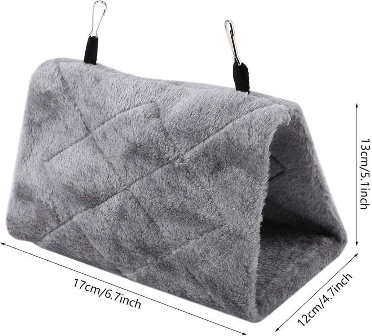 Pet Bird Hammock Plush Hanging Bed Black and Blue, Size M