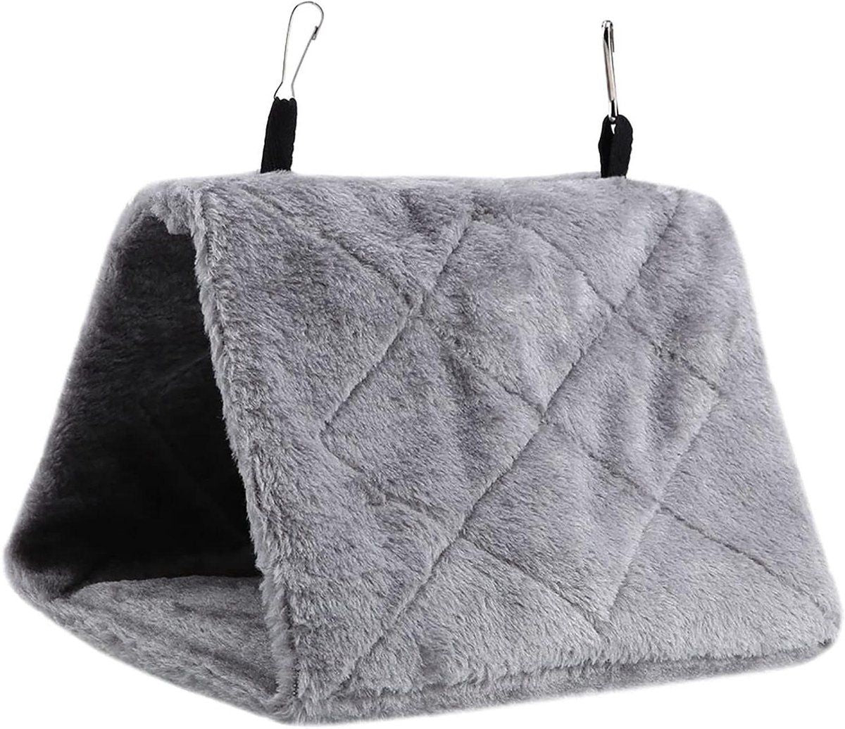 Pet Bird Hammock Plush Hanging Bed Black and Blue, Size M
