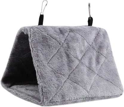 Pet Bird Hammock Plush Hanging Bed Black and Blue, Size M