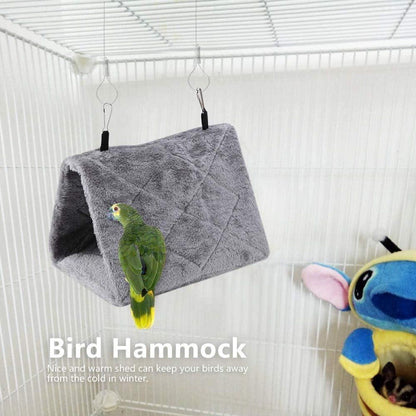 Pet Bird Hammock Plush Hanging Bed Black and Blue, Size M