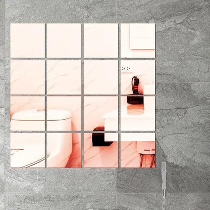 Mirror Wall Stickers | Mirror Stickers | Bathroom Stickers | 9 Wall Stickers | 15x15 cm | On Tiles and Smooth Surfaces