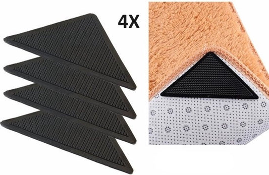 4x Anti-Slip Carpet Stickers | Rug Adhesive Tape | Self-Adhesive Carpet Tape | Rug Stickers | Black