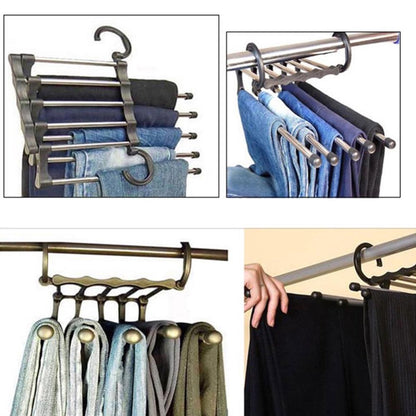 Trouser hanger Clothes hanger - Clothes rail - Trouser hanger Clothes hanger - Metal trouser rail - 5 garments